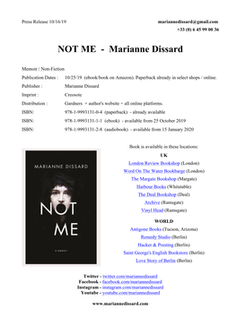 NOT ME - Marianne Dissard