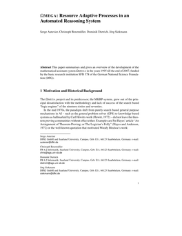 Resource Adaptive Processes in an Automated Reasoning System