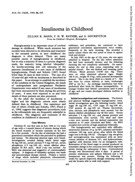 Insulinoma in Childhood