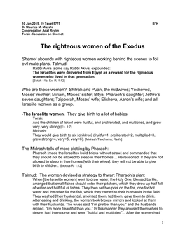 The Righteous Women of the Exodus