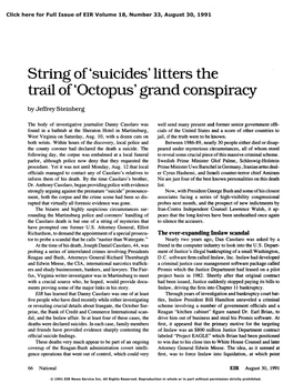 String of 'Suicides' Litters the Trail of 'Octopus' Grand Conspiracy