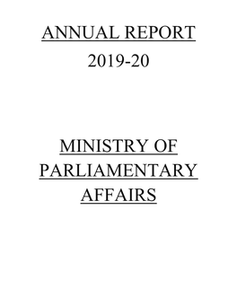 Annual Report 2019-20 Ministry of Parliamentary