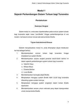 Modul 1 Sejarah Perkembangan Sistem Tulisan Bagi Tunanetra