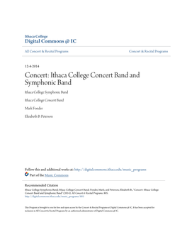 Concert: Ithaca College Concert Band and Symphonic Band Ithaca College Symphonic Band