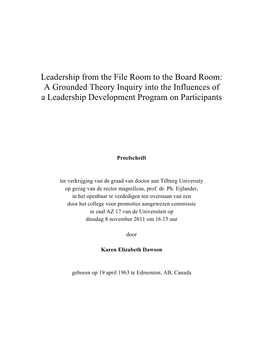 Leadership from the File Room to the Board Room: a Grounded Theory Inquiry Into the Influences of a Leadership Development Program on Participants