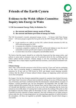 Resource Evidence to the Welsh Affairs Committee Inquiry Into