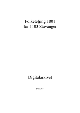 Folketeljing 1801 for 1103 Stavanger Digitalarkivet