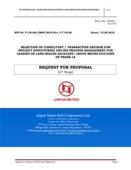 REQUEST for PROPOSAL Jaipur Metro Rail Corporation Ltd