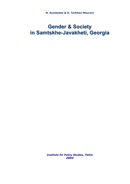 Gender Situation in Samtskhe-Javakheti