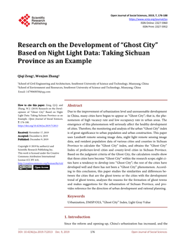 “Ghost City” Based on Night Light Data: Taking Sichuan Province As an Example