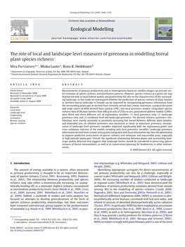 Ecological Modelling 220 (2009) 2690–2701