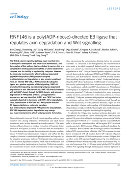 Directed E3 Ligase That Regulates Axin Degradation and Wnt Signalling