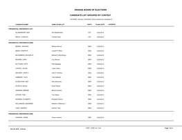 Candidate List Grouped by Contest Orange Board Of