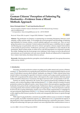 German Citizens' Perception of Fattening Pig Husbandry—Evidence from a Mixed Methods Approach