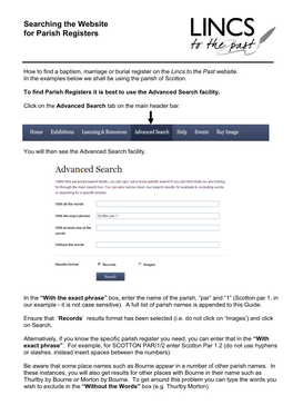 How to Search for Parish Registers