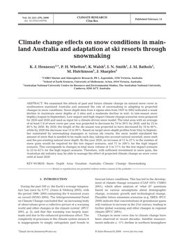 Climate Change Effects on Snow Conditions in Mainland Australia and Adaptation at Ski Resorts Through Snowmaking