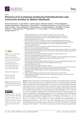 Presence of -Lactamase-Producing Enterobacterales and Salmonella