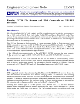 Running FAT16 File Systems and DOS Commands on SHARC® Processors