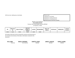 FDP Form 10A - Bid Results on Civil Works 3 Forms to Use: 1