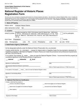 NPS Form 10 900 OMB No. 1024 0018