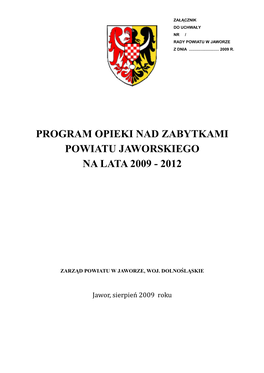 Program Opieki Nad Zabytkami Powiatu Jaworskiego Na Lata 2009 - 2012