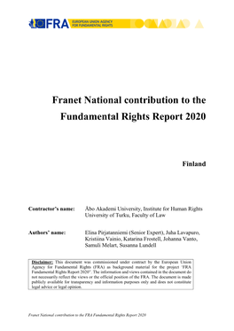 Franet National Contribution to the Fundamental Rights Report 2020
