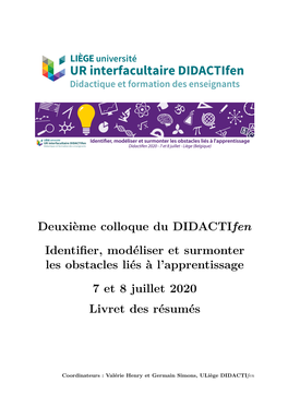 UR Interfacultaire Didactifen Didactique Et Formation Des Enseignants