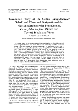 Campylobacter Fetus (Smith and Taylor) Sebald and Vkon M