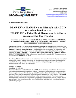 DEAR EVAN HANSEN and Disney's ALADDIN to Anchor Blockbuster