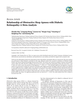 Relationship of Obstructive Sleep Apnoea with Diabetic Retinopathy: a Meta-Analysis