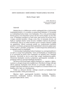 DRVO BADNJAK U KRŠĆANSKOJ TRADICIJSKOJ KULTURI Marko