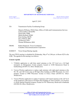 April 27, 2015 TO: Transmission Facility Coordinating Group