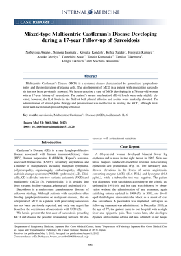 Mixed-Type Multicentric Castleman's Disease Developing During a 17-Year Follow-Up of Sarcoidosis