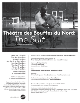 Théâtre Des Bouffes Du Nord: the Suit LOS ANGELES PREMIERE