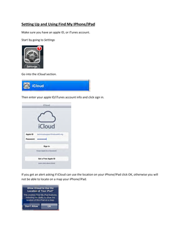 Setting up and Using Find My Iphone/Ipad