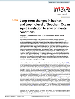 Long-Term Changes in Habitat and Trophic Level of Southern Ocean Squid in Relation to Environmental Conditions