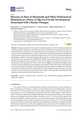 Mercury in Hair of Mammoth and Other Prehistorical Mammals As a Proxy of Hg Level in the Environment Associated with Climate Changes