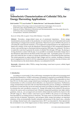 Triboelectric Characterization of Colloidal Tio2 for Energy Harvesting Applications