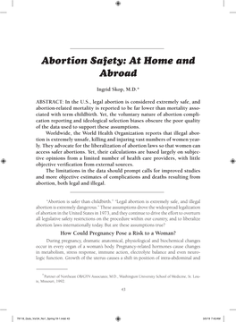 Abortion Safety: at Home and Abroad