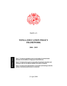 Tonga Education Policy Framework