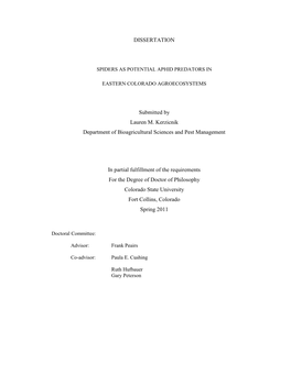 DISSERTATION Submitted by Lauren M. Kerzicnik Department Of