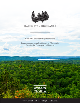 Large Acreage Parcels Adjacent to Algonquin Park in the County of Haliburton