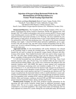 Injection of Oxygen in Deep Horizontal Wells for the Biostimulation of PAH Degradation at a Former Wood-Treating Superfund Site