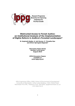 Obstructed Access to Forest Justice: an Institutional Analysis of the Implementation of Rights Reform in Andhra's Forested