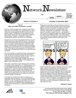1 October-31 December 2003 Volume 18, Number 4