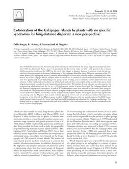 Colonization of the Galápagos Islands by Plants