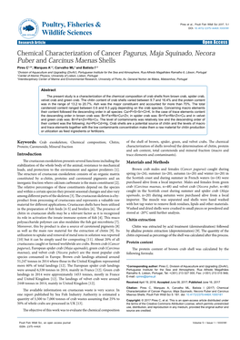 Chemical Characterization of Cancer Pagurus, Maja Squinado, Necora Puber and Carcinus Maenas Shells