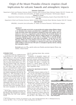 Origin of the Mount Pinatubo Climactic Eruption Cloud: Implications for Volcanic Hazards and Atmospheric Impacts