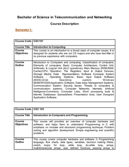 Bachelor of Science in Telecommunication and Networking
