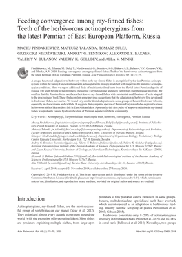 Feeding Convergence Among Ray-Finned Fishes: Teeth of the Herbivorous Actinopterygians from the Latest Permian of East European Platform, Russia